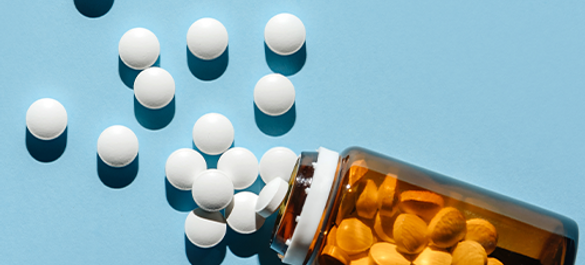 Bottle of white pills.