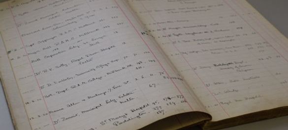 The National Collection of Type Cultures&rsquo; (NCTC) first order book, used from 4 January 1920 to 4 May 1923