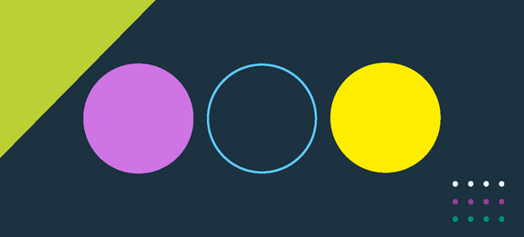 A navy banner cover with multi-coloured circular shapes.