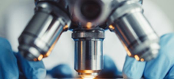 Close up of microscope objective lenses